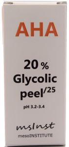 AHA 20% glycolic peel mesoinstitute peeling quimico glicolico Exfoliante. Anti-aging, patas de gallo, manchas de edad, deshidratación